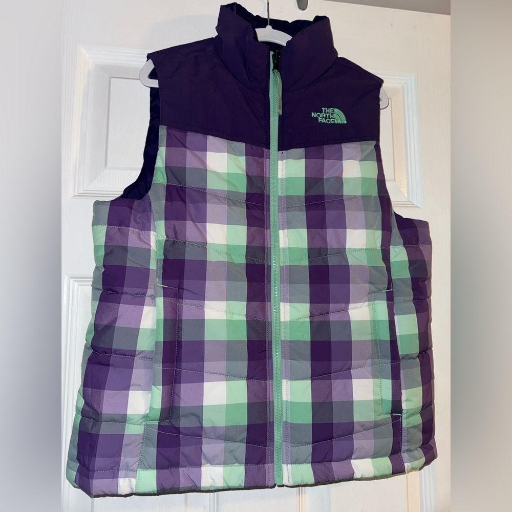 The North Face Kids Checkered Vest - Purple and Green